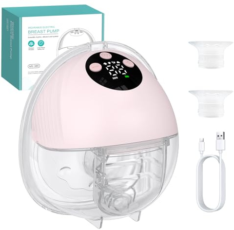 FUNYKICH Sacaleches Eléctrico Manos Libres con 4 Modos y 12 Niveles | Extractor de Leche Materna con Bridas 21/24/27mm, 217g Ligero, Ultra Silencioso, para Mamás en Casa Oficina Viajes