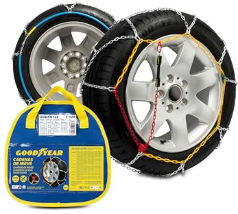 Goodyear Satz von 2 x 9mm Metall Auto Schneeketten Größe 120 mit automatischem Spanner
