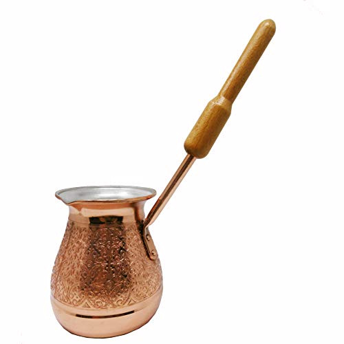 Madacha Cafetière Manuelle Turka - Métal Cuivré - 400 ML - Camping, Plein Air ou Maison - Utilisable sur Tous Feux sauf Induction