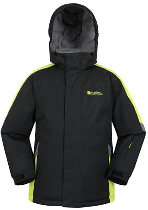 Mountain Warehouse Veste de Ski Raptor Enfants - Manteau Résistant à la Neige, Doublure Polaire, Jupe Pare-Neige Intégrée - Parfaite pour l'hiver Noir 9-10 Ans