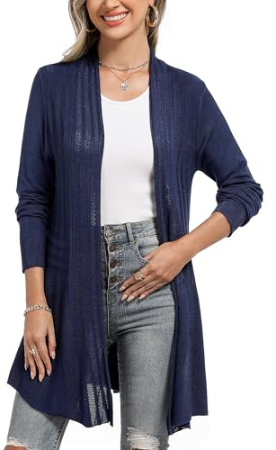 iClosam Cardigan Donna Lungo Leggero Aperto Davanti Maniche Lunghe Casual | Adatto a occasioni eleganti e giornate quotidiane, per la stagione autunnale e quella estiva, utilizzabile come coprispalle