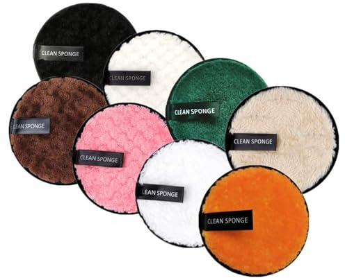 8 Pack Makeup Remover Pads Reusable Make Up Pads Washable Eco-Friendly Cotton Face Wipes Double-Sided Rounds Removal Pads Face Eye Cleansing Puff for All Skin with Mesh Laundry Bag