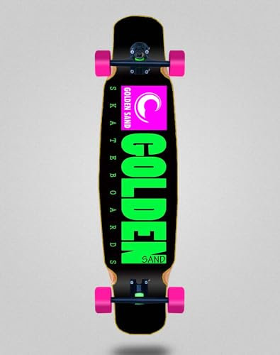 lordofbrands Skate Skateboard Longboard Complete Mix Bamboo 46x9 Golden Sand Icon Black Pink