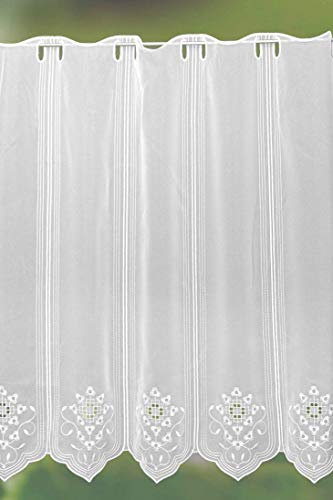 HDmirrorR Zarte Scheibengardine im Landhausstil Höhe 75 cm Farbe :weiß (75 x 64 cm)