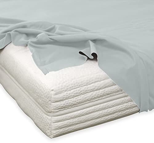 TRAUMSCHLAF Feinbiber Haustuch Bettlaken – warmes Winter-Bettlaken aus 100% Baumwolle, flauschig weich, ohne Spannumrandung, geeignet für Matratzen bis ca. 30 cm – 220x260 cm – Silber