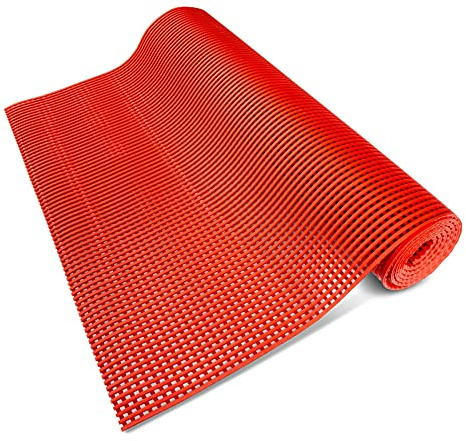 Floordirekt Poolmatte Untergrund Bodenschutzmatte Pool Unterlegmatte Outdoor Adria | Fußmatte mit Drainagefunktion rutschfestes PVC für, Nasszonen & Arbeitsplätze | Meterware (120 x 400 cm, Rot)