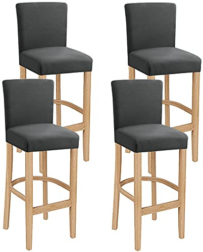 LANSHENG Barhocker Bezüge, Stretch Barhocker Schonbezüge, Abnehmbar Waschbarer Stuhlhussen für Bar Esszimmer (Grau, 4 Stück)