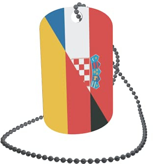 U24 Dog Tag Erkennungsmarke ID Tag an Kette Flagge Kroatien-Deutschland Alu 30 x 50 mm