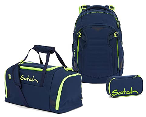 Satch Match Schulrucksack Set 3tlg. mit Sporttasche und Schlamperbox (Toxic Yellow)