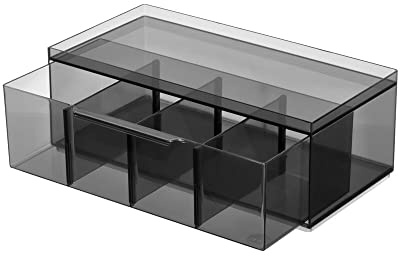 iDesign The Sarah TannoCollection Kosmetik-Schubladen-Organizer, aus recyceltem Kunststoff, rauchfarben/schwarz, Large
