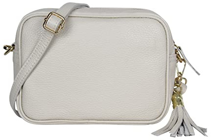 AMBRA Moda GLX8 - Damen Handtasche Umhängetasche Schultertasche Handytasche aus genarbtem Rindsleder