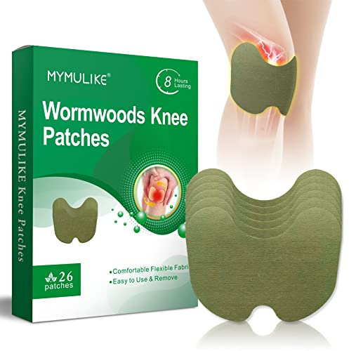Knee Pain Patches, Pain Relief Patch for Knee,26pcs Wormwood Pain Relief Patch, Knee Relief Patches kit, Long Lasting Effect Warming Herbal Plaster, Relief Knee Pain,Up to 24 Hours(for Knee-26)