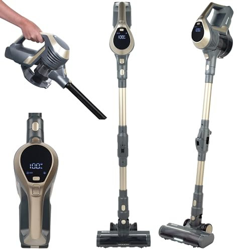 Beldray BEL01727TTVDE Titanium Smartflex inalámbrico Vacuum Cleaner – Multi-ciclónico 1L Stick Vac, Flexi-Bisagra, LED Digital Display, Indicador de Nivel de batería, Sensor de Bloqueo Inteligente,
