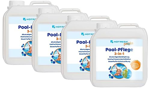 HOTREGA Pool-Pflege 3in1 Konzentrat 8L | Algenvernichter & Desinfektion | Chlor-Basis Set für 4x 40.000 Liter | Gegen Algenbefall & grünes Wasser | Inklusive Algenverhütung für Familienpools