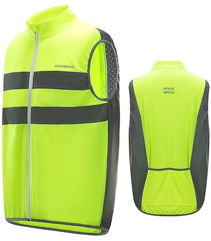 ROCKBROS Reflektierende Fahrradweste Damen Herren Radweste Laufweste für Joggen, Radfahren, Winddicht, Atmungsaktiv L