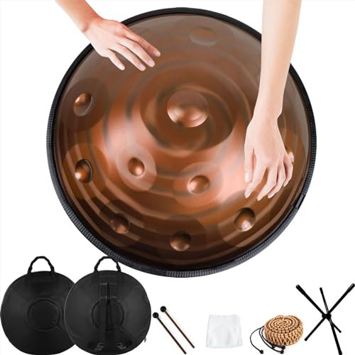 Handpan Drum, Steel Tongue Drum 22 Zoll 9 Töne/10 Töne/12 Töne, Handpan Drum Steel Hand Drum Percussion Instrument, für Meditation, Yoga, Performance, Bildung 12tones 1