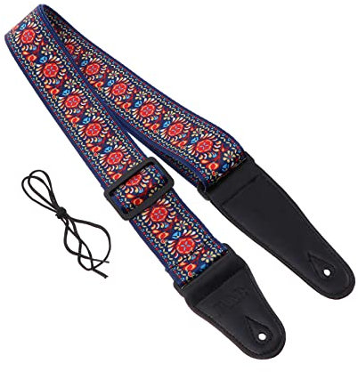 ibasenice Verstellbarer Gitarrengurt Mit Lederenden Strapazierfähiger Bunter Ethno-stil Schultergurt Aus Polyester Geeignet Gitarre Robustes Zubehör Passend Für Verschiedene Gitarrenmodelle