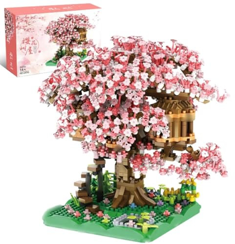 Sakura Arbre Maison Construire Bloc, 12580 Pièces Ensemble de Construction Cabane dans Les Arbres, Sakura Botanical Collection Building Set pour Adultes, Not Compatible with Lego