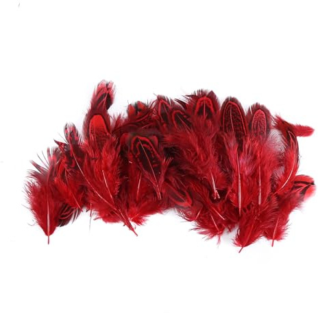 Asudaro 50 Stück Basteln Federn DIY Bastelfedern 4.5-10CM Natürliche Gänsefedern Assorted Craft Feder Dekorationen für DIY Traumfänger Handwerk Assorted Federn Handwerk Feder Rot
