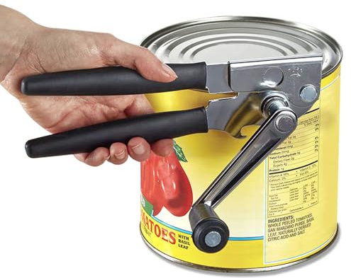 NUFR Abrelatas manual de manivela, abrelatas comercial resistente con asas recubiertas de goma