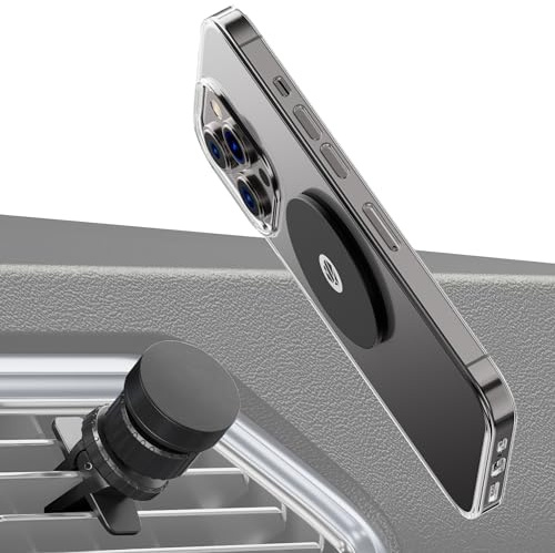 Shapeheart Support Téléphone Magnétique pour Grille d'Aération Voiture | Compatible tous Smartphones | Avec Plaque Métal Adhésive Universel | Orientation 3D 360° | Claper et Retirer en 1 Geste