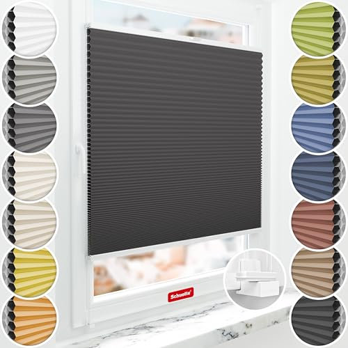 Schuette® Wabenplissee ohne Bohren ● Blackout x Honey ● Starry Night (Schwarz) ● 35x120cm (Breite x Höhe) ● Suprafix Klemmhalter X ● 60 Sekunden Montage