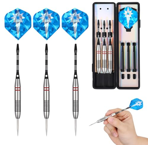 Yardwe Steel Darts Set 3 Pack Stainless Steel Darts with Reinforced Shafts and Decorative Flights 6.42 in Heavy Tip for Indoor and Outdoor Sports Games
