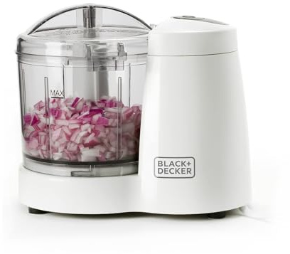 Tritatutto Elettrico per Formaggi, Ghiaccio, Verdure - Chopper con Funzione Pulse, in Plastica e Acciaio Inox, 11.3x17.3x15cm, Bianco, 120W, 350ml