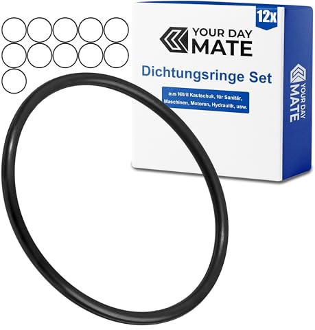 Dichtungsringe Set, 12 Stück, AD Ø 40 mm, ID Ø 36 mm, Dicke 2 mm, in Schwarz, aus Nitril Kautschuk, Gummiringe für Reparatur von Sanitär, Maschinen, Motoren, Dichtungsset Gummi O-Ring, Flachdichtung