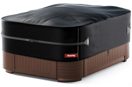 Rosefray 420D Outdoor Waterproof Square Hot Tub Cover Protector, Heavy Duty Polyester SPA Cover UV Protection Cover 80 L x 80 W x 20 H, Black
