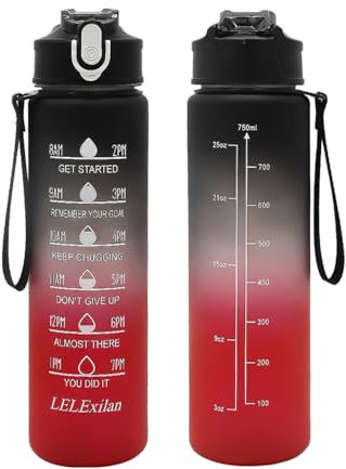 WATMHHJQ Borraccia con Cannuccia 750ML,Senza BPA,Bottiglia d'acqua Motivazionale,Borracce da Escursionismo, Borraccia Sportiva con Le Ore per Palestra, Yoga, Corsa, Bicicletta