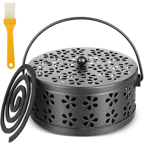 Mückenspirale Halter, Anti Mücken Spirale, Mückenspirale Box, Mückenspulenhalter, Räucherspiralen Halter, Metallisch Moskito Spulenhalter, Mückenspirale Behälter für Innen/Außen (A)