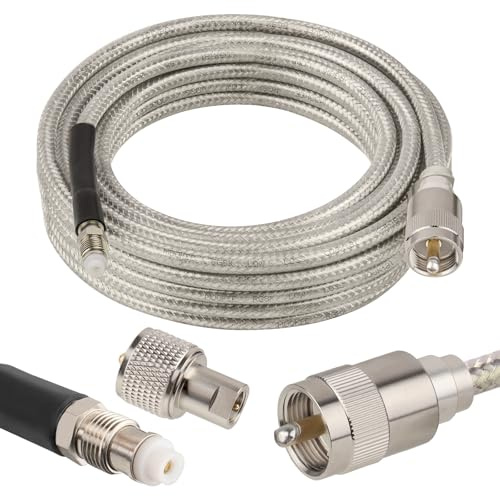 MOOKEERF CB Coax Cable 18ft,Low Loss RG8X Stranded Core CB Antenna Cable with PL-259 and FME/PL259 Male Connector - 18 Foot