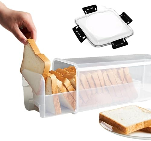 Genérico Contenedor de Almacenamiento de Pan Transparente Con Tapa Hermética - Dispensador para Sándwich y Encimera de Cocina, Ahorro de Espacio