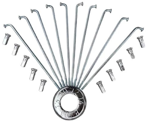 YLME 36 Stück 10 G Fahrradspeichen, 5cm 3,0 Mm Durchmesser, 50–215 Mm Länge, Langlebige J-Bend-Speichen Aus Stahl Mit Nippeln Für E-Bike-, Motorrad- Und Dreiradräder,5CM