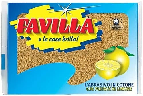 Favilla Spugne Abrasive in Cotone Limone, Superficie Ruvida, Per Sporco Ostinato (25)