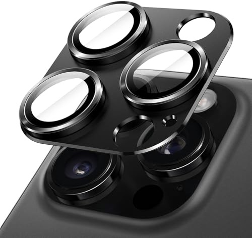 JETech Camera Lens Protector for iPhone 16 Pro/16 Pro Max, Black, 1-Pack | Full-Coverage 9H Tempered Glass, Matte Metal Finish, Case-Friendly, HD Clear