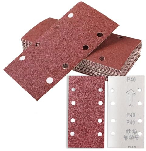 Sandpaper for Electric Sander Sander Pads Sanding Sheets 40 Grits 30 Pcs 93 x 185mm Electric Sander Pads Sanding Pads Square Hook and Loop Sandpaper 8 Holes Polishing Rust Removal Fit Sander