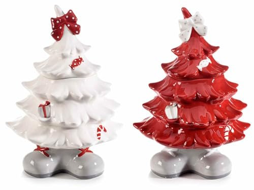 Gruppo Maruccia Tarros de cocina para alimentos con forma de árboles de Navidad de cerámica