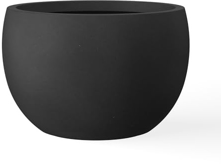 Kante Maceta Redonda de hormigón, Color Negro, 50,5 cm de Profundidad