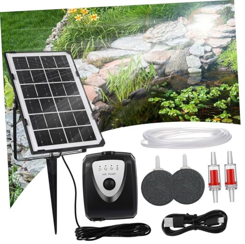 Parliky Solar Fish Tank Oxygen Pump Aerator Set for Aquarium Pump Kit Pond Aerator Outdoor Use