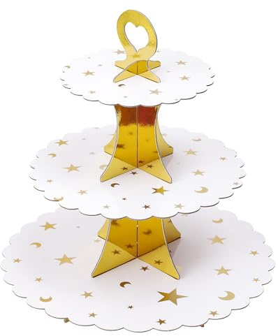 Soleebee Soporte para tartas de cartón, 3 niveles, soporte para cupcakes, soporte para torre de postres, soporte para magdalenas, suministros para fiestas, bodas, cumpleaños, fiestas, panecillos (1