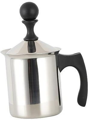 Cabilock Espumador de Leche Manual para Café Doble Filtro y Bomba, 400cc, Acero Inoxidable 304, Mango Antiescaldadura, Adecuado para Hogar, Cafetería y Restaurante