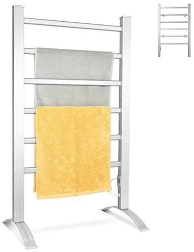 MZBDYYF Asciugamano Elettrico Caldo 2 in 1 retrocariato con Asciugamano riscaldato in Alluminio Montato a Parete con 6 Bar-Porta di Asciugatura del radiatore da Bagno