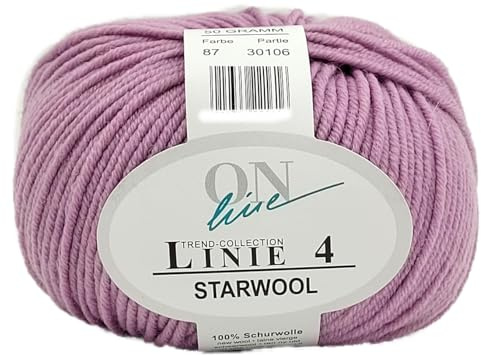 Online Garne Linie 4 Starwool | Reine Merinowolle rosa zum Stricken und Häkeln | 50g Wolle einfarbig uni | Nadelstärke 3,5 bis 4,5 mm (087 | altrosa)
