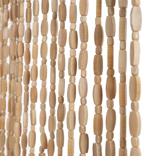 SanBouSi Cortina de cuentas de bambú para puerta, 52 hebras, retro, cortina de cuentas de madera natural, cortina de hilos, protección contra insectos, protección contra moscas, 90 x 200 cm