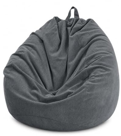 Highdi Poltrona Sacco Bambini 70 x 80 cm (Senza Ripieno), Velluto a Coste Pouf Sacco, Grigio Bean Bag Chair per Soggiorno/Camera/Gaming, perfetta per Adulti e Adolescenti