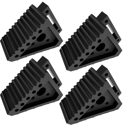 Taifa 4PCS Heavy Duty Rubber Wheel Chocks for Travel Trailers, RV Wheel Stoppers Tire Chock with Portable Handle for Camper Cars Trucks etc., Black