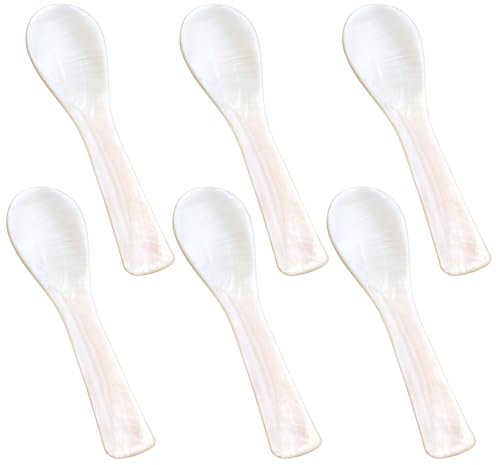 Nogeqi 6 cucchiai in madreperla, classici cucchiai per caviale, 7 cm, madreperla, cucchiai per caviale, uovo, gelato, caffè