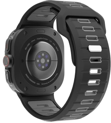 NEMUALL Silikonband för Galaxy Watch Ultra 47 mm, mjukt och andningsbart sportband, ersättningsarmband för Samsung Galaxy Watch Ultra 47 mm, Svart + grå